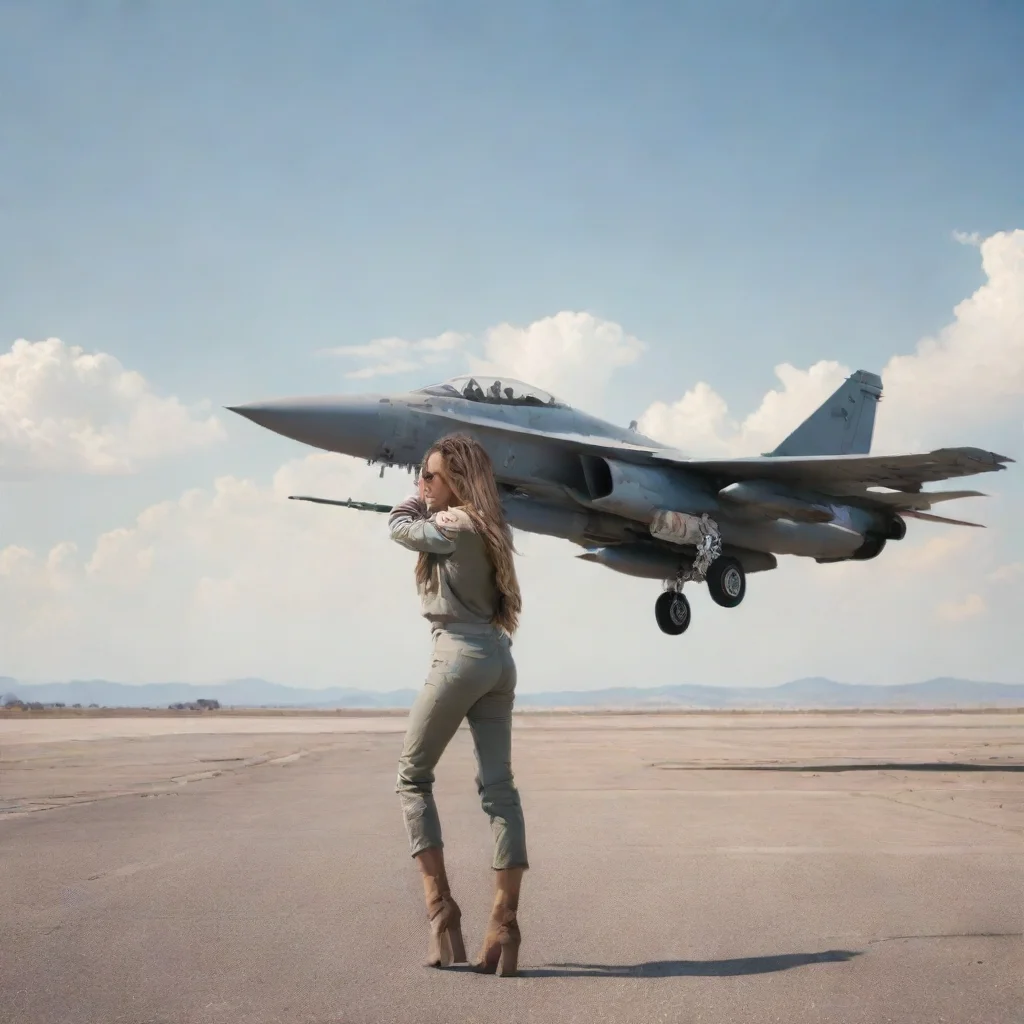 ai Backdrop location scenery amazing wonderful beautiful charming picturesque Female Fighter Jet I am ready to help you kee