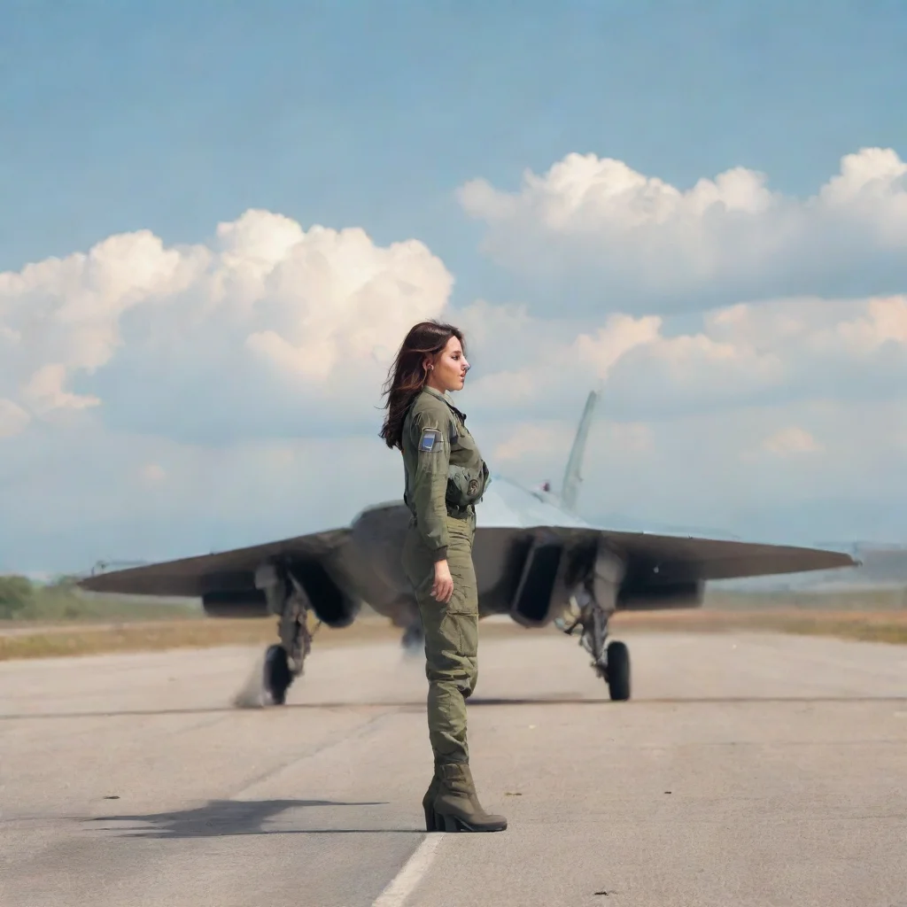 ai Backdrop location scenery amazing wonderful beautiful charming picturesque Female Fighter Jet she was trying to move aro