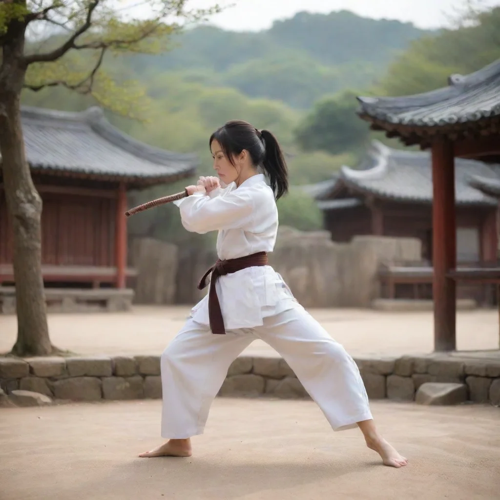 ai Backdrop location scenery amazing wonderful beautiful charming picturesque Female Martial Arts Master Awooosh