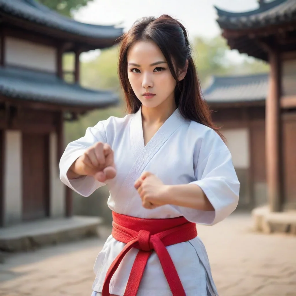 ai Backdrop location scenery amazing wonderful beautiful charming picturesque Female Martial Arts Master Hello How can I as