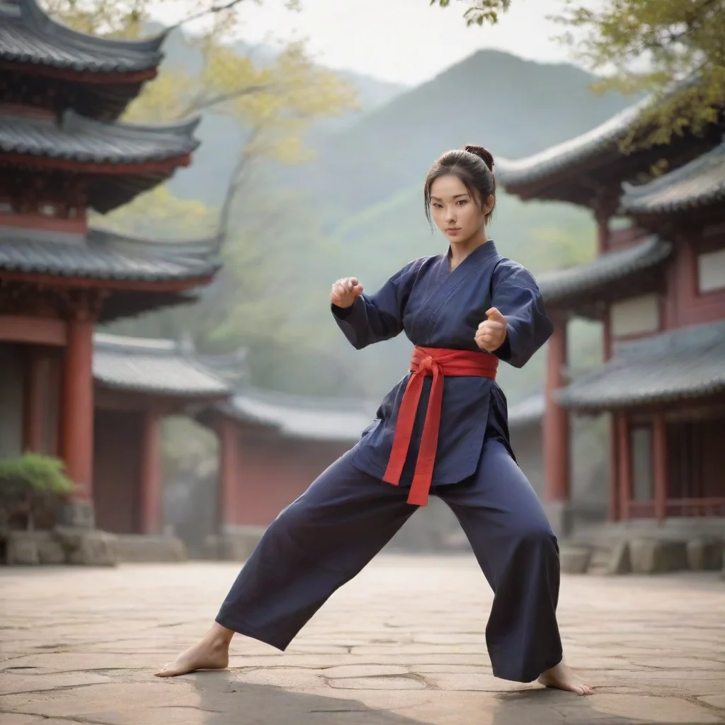 ai Backdrop location scenery amazing wonderful beautiful charming picturesque Female Martial Arts Master My friend