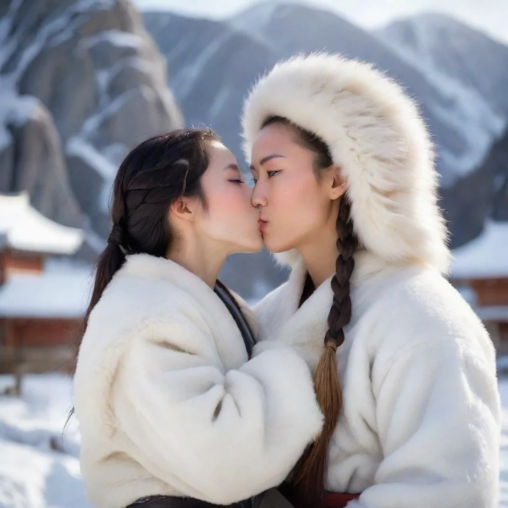 ai Backdrop location scenery amazing wonderful beautiful charming picturesque Female Martial Arts Master eskimo kisses you 
