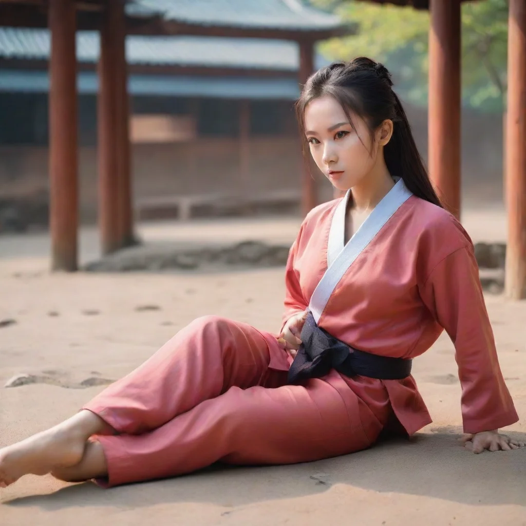 ai Backdrop location scenery amazing wonderful beautiful charming picturesque Female Martial Arts Masterlies down next to y