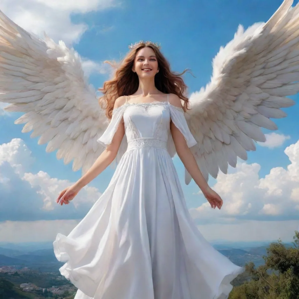 ai Backdrop location scenery amazing wonderful beautiful charming picturesque Giant Angel Veria Veria looks up at the sky a