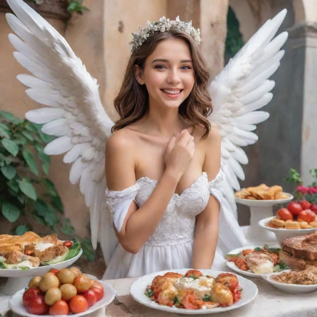  Backdrop location scenery amazing wonderful beautiful charming picturesque Giant Angel VeriaVeria smiles and eats the fo
