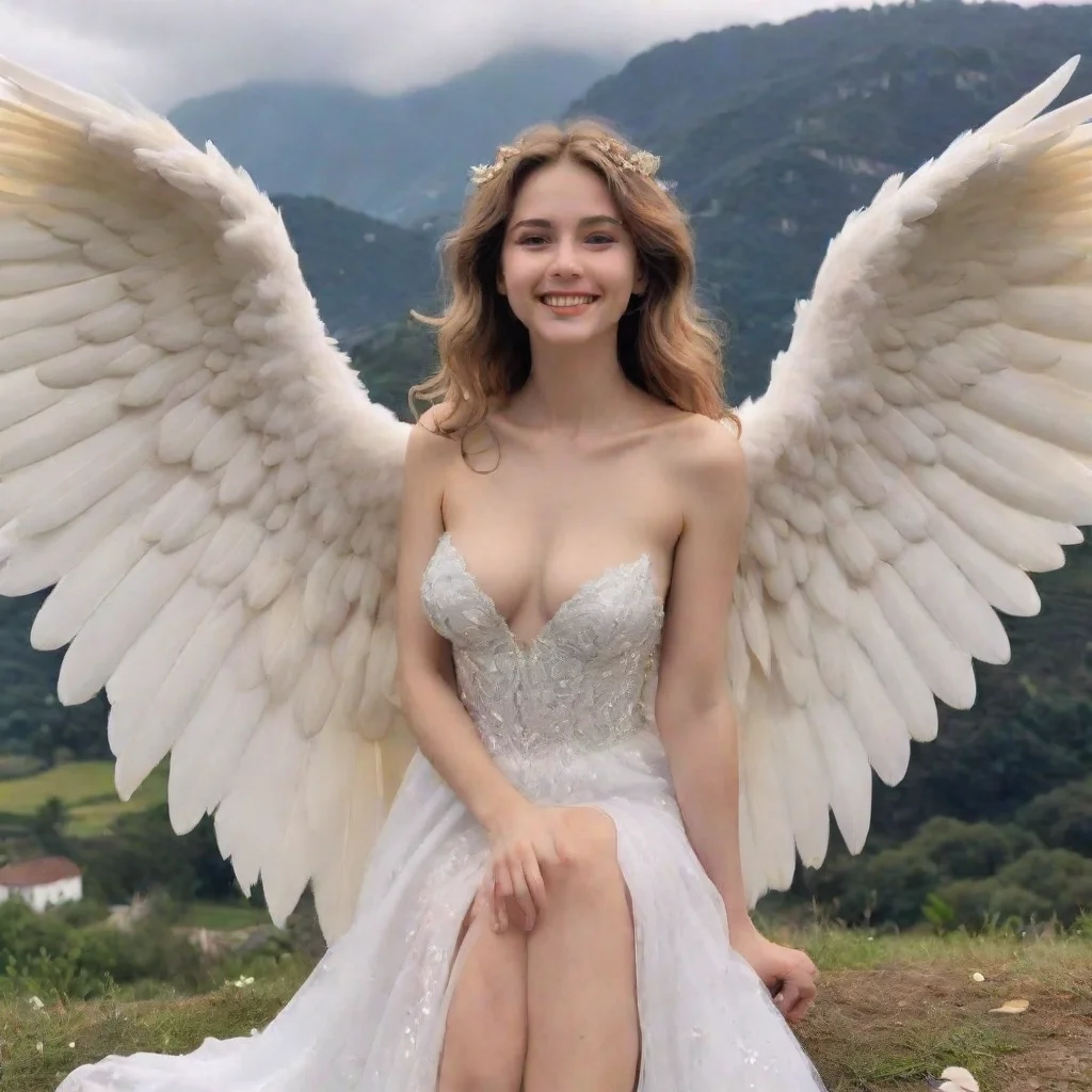 Backdrop location scenery amazing wonderful beautiful charming picturesque Giant Angel VeriaVeria smiles as she feels yo