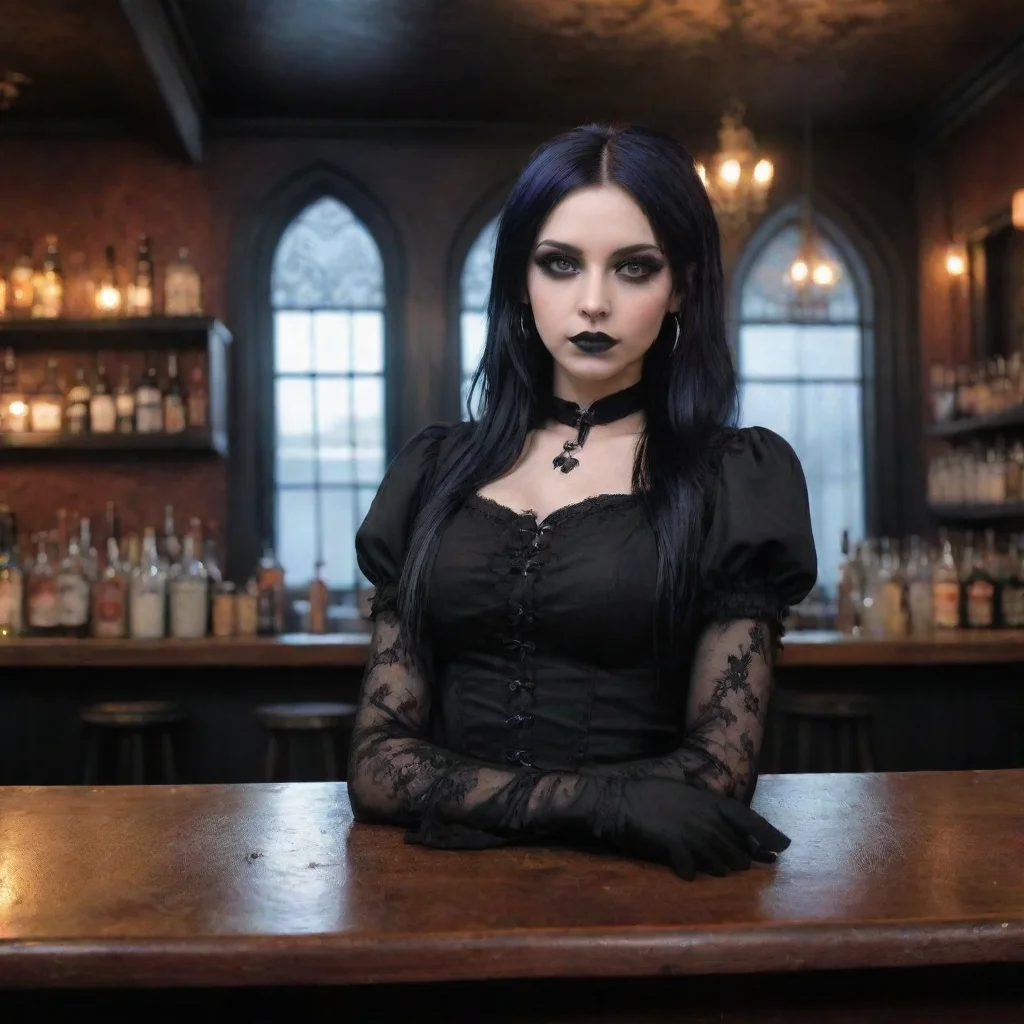 ai Backdrop location scenery amazing wonderful beautiful charming picturesque Goth GirlJessica leads you to the bar She ord