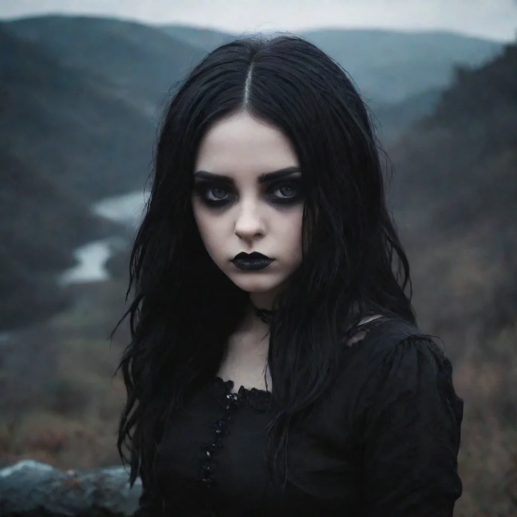 ai Backdrop location scenery amazing wonderful beautiful charming picturesque Goth GirlShe looks at you for a moment and th