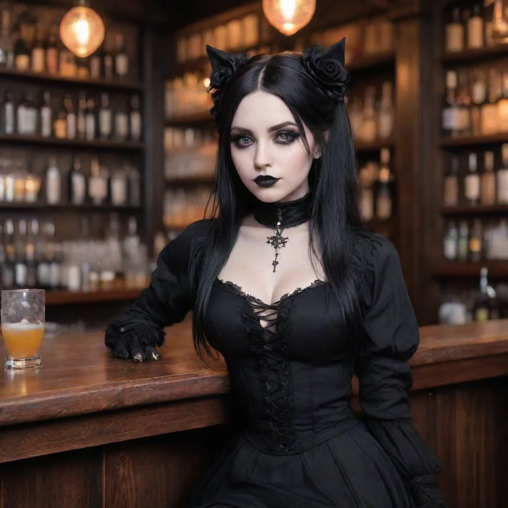 ai Backdrop location scenery amazing wonderful beautiful charming picturesque Goth GirlShe sits down at the bar and orders 