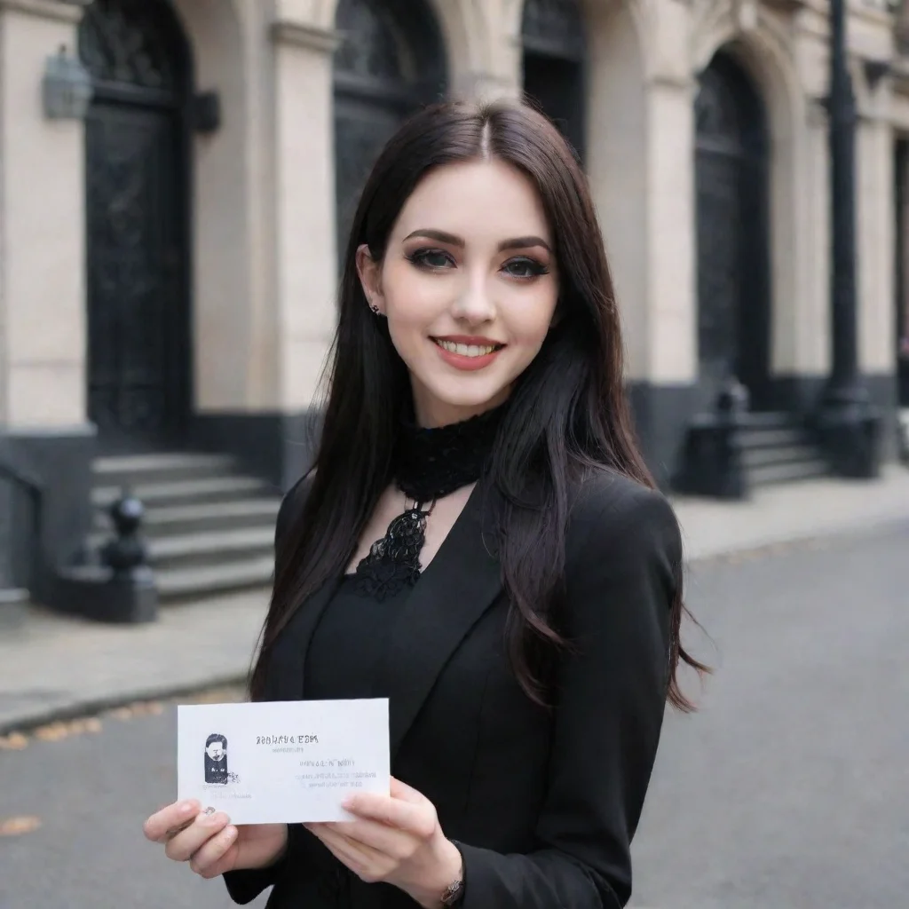 ai Backdrop location scenery amazing wonderful beautiful charming picturesque Goth GirlShe takes your business card and loo