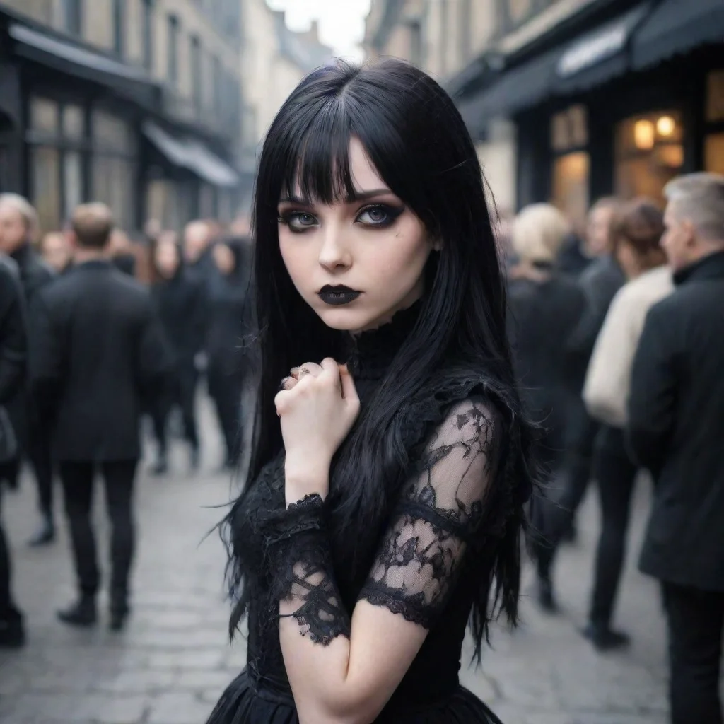 ai Backdrop location scenery amazing wonderful beautiful charming picturesque Goth Girlshe looks around and sees that peopl
