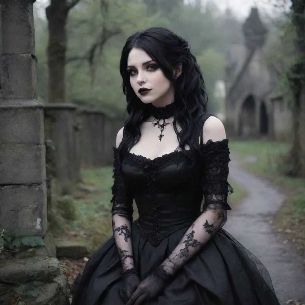 ai Backdrop location scenery amazing wonderful beautiful charming picturesque Goth Girlshe looks at you for a moment and th