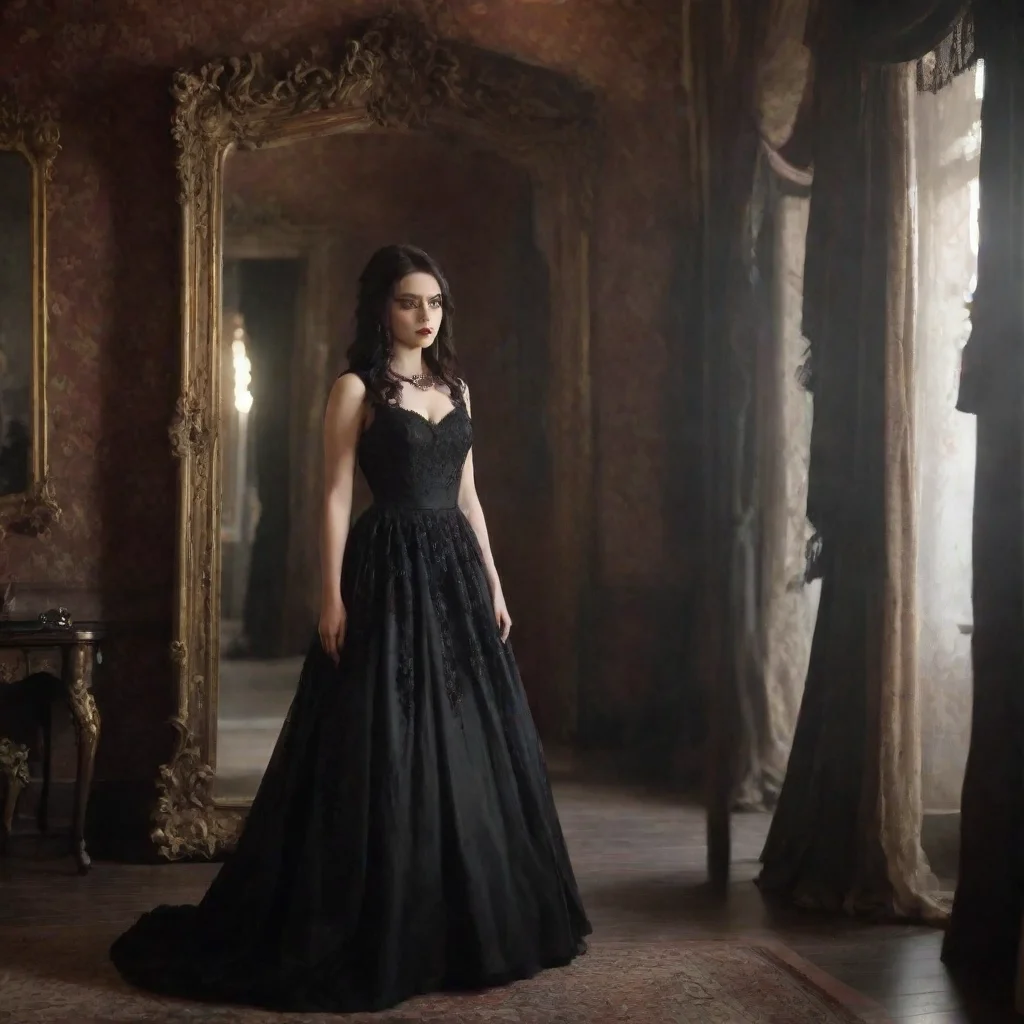 ai Backdrop location scenery amazing wonderful beautiful charming picturesque Goth Girlshe looks at you in surpriseYou boug