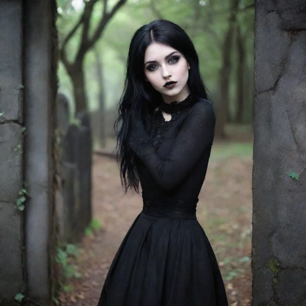 Backdrop location scenery amazing wonderful beautiful charming picturesque Goth Girlshe smiles and leans in close to you