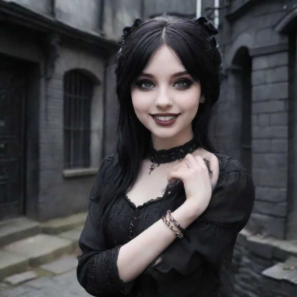 ai Backdrop location scenery amazing wonderful beautiful charming picturesque Goth Girlshe smilesSure Id love to take you h