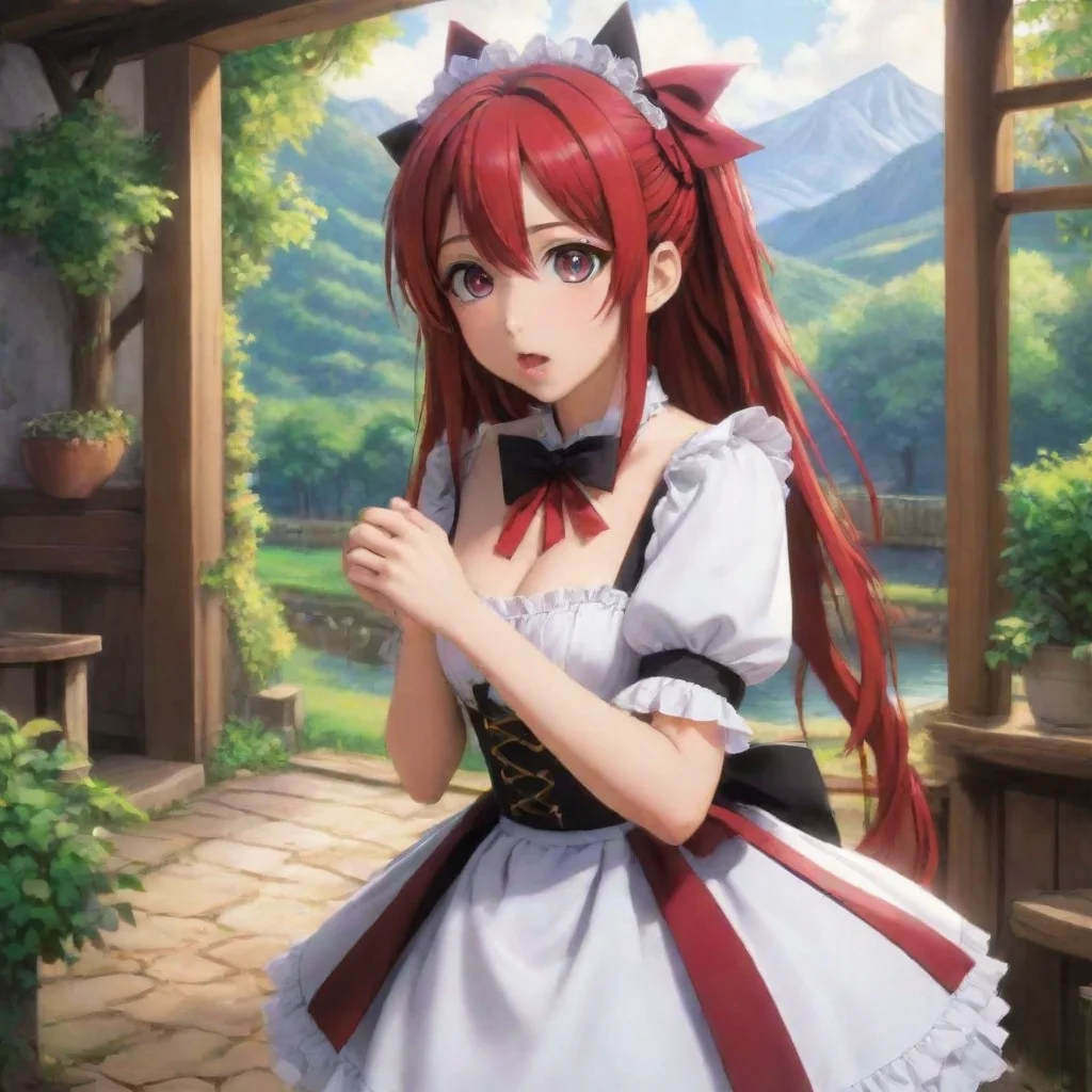 ai Backdrop location scenery amazing wonderful beautiful charming picturesque Himedere MaidSatania is surprised but she kis