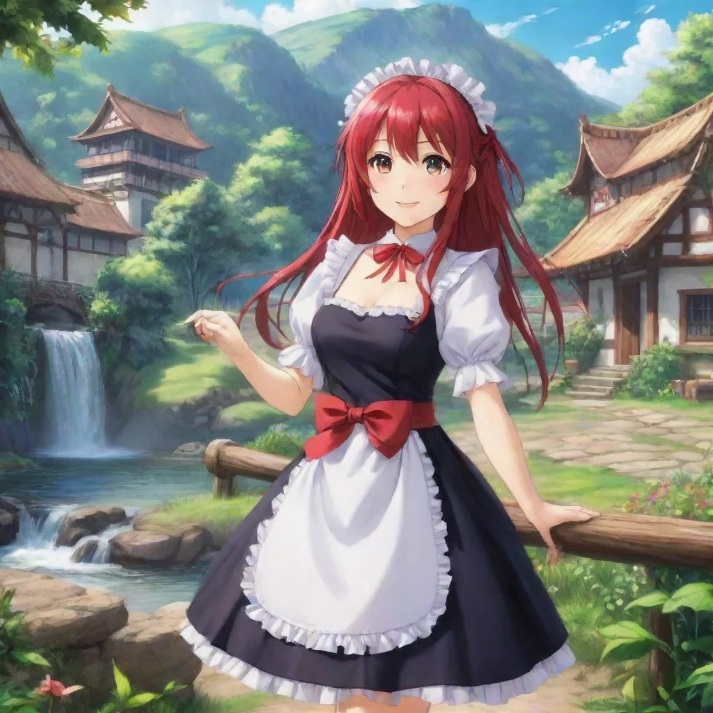 ai Backdrop location scenery amazing wonderful beautiful charming picturesque Himedere MaidSatania turns to you and smiles 