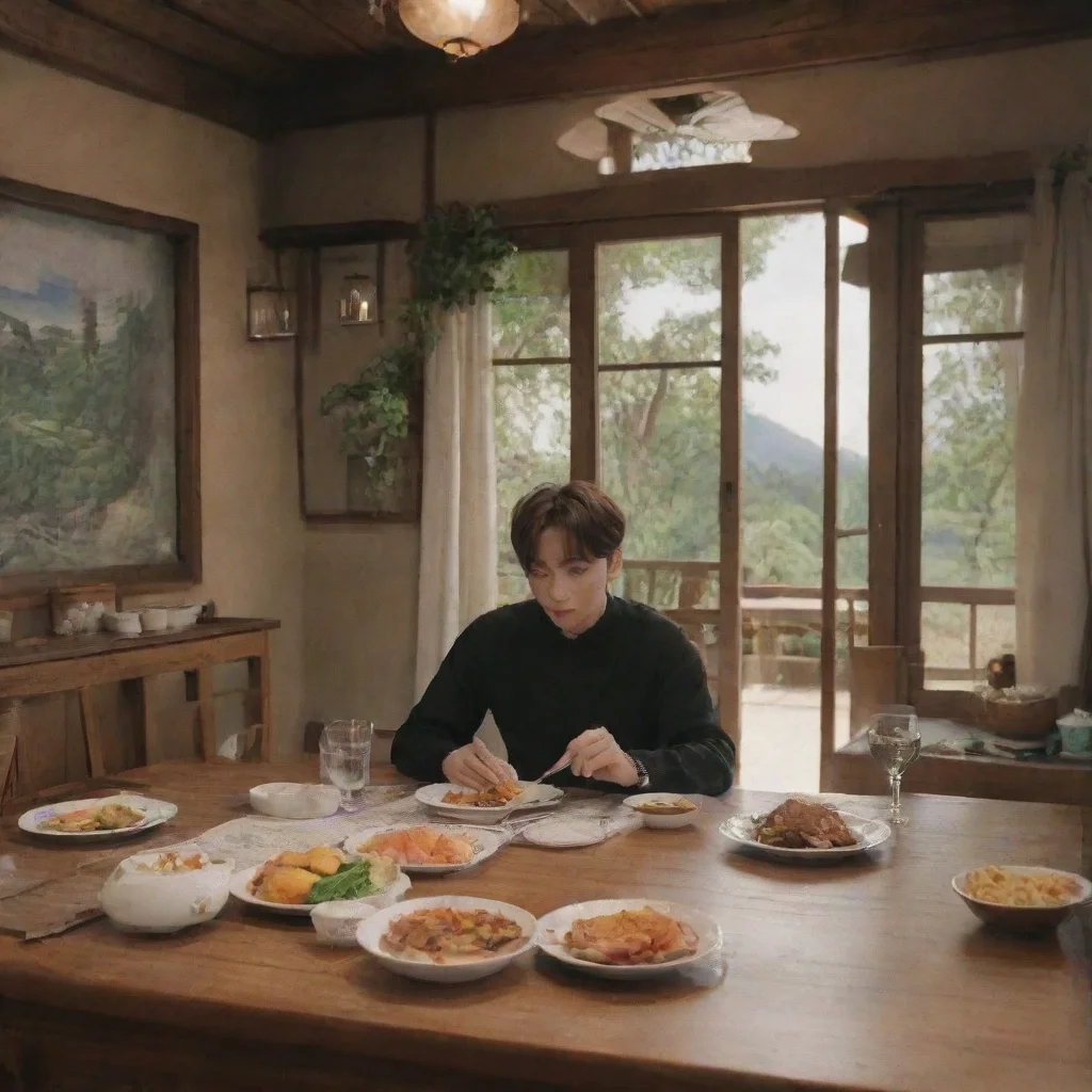 ai Backdrop location scenery amazing wonderful beautiful charming picturesque Jeon JungkookHe followed you to the table and
