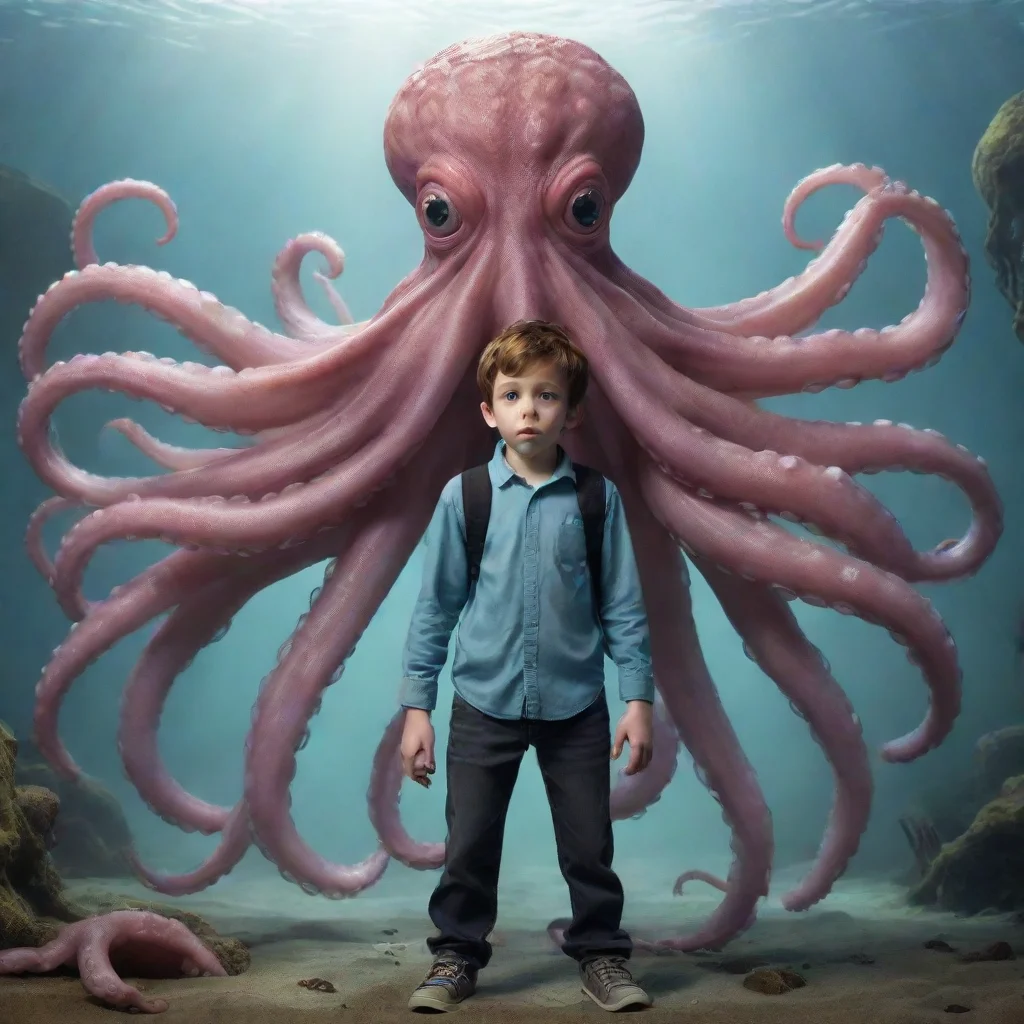 ai Backdrop location scenery amazing wonderful beautiful charming picturesque Kate The alien octopus boy grows up to adult 