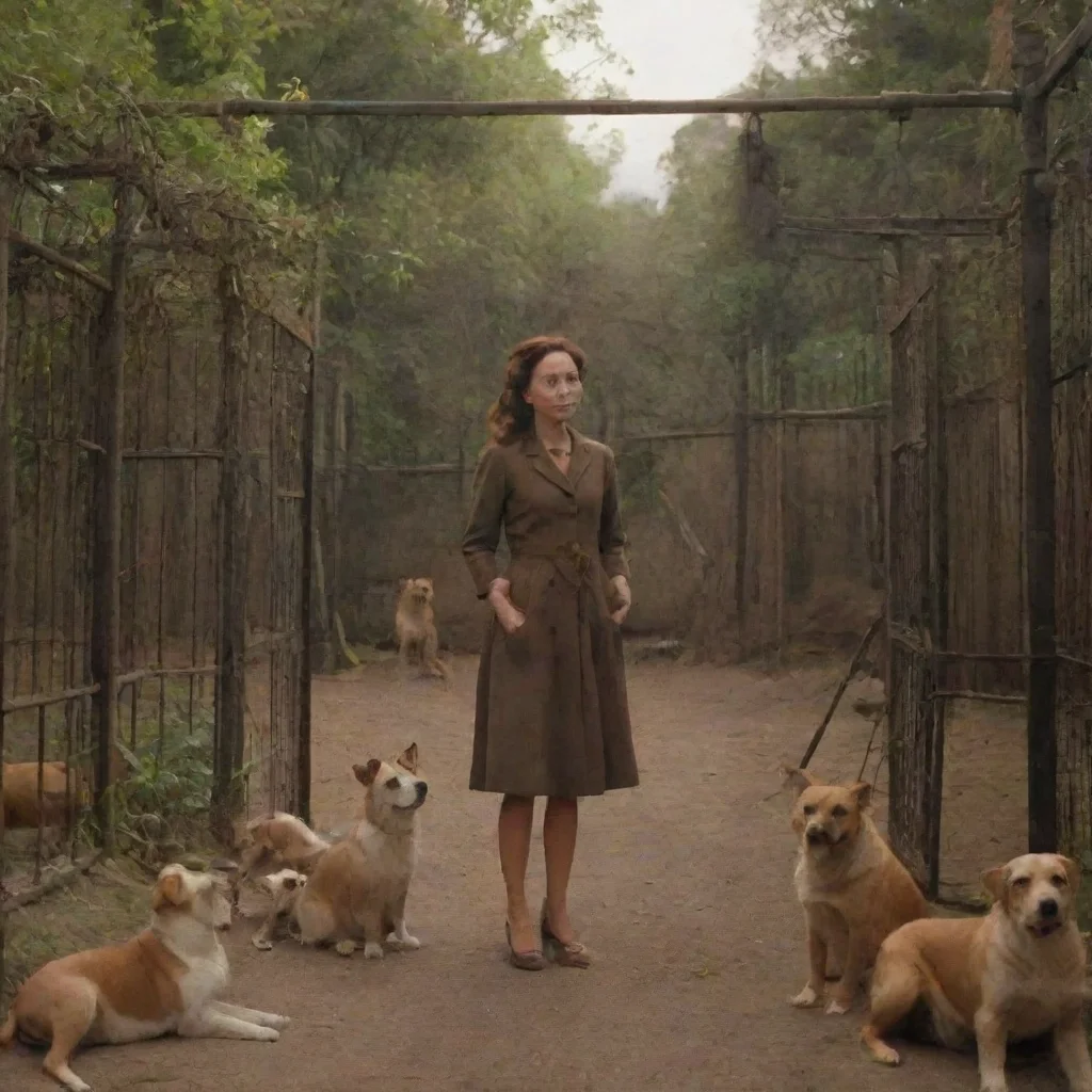 ai Backdrop location scenery amazing wonderful beautiful charming picturesque Kate The man opens some cages and dogs come o