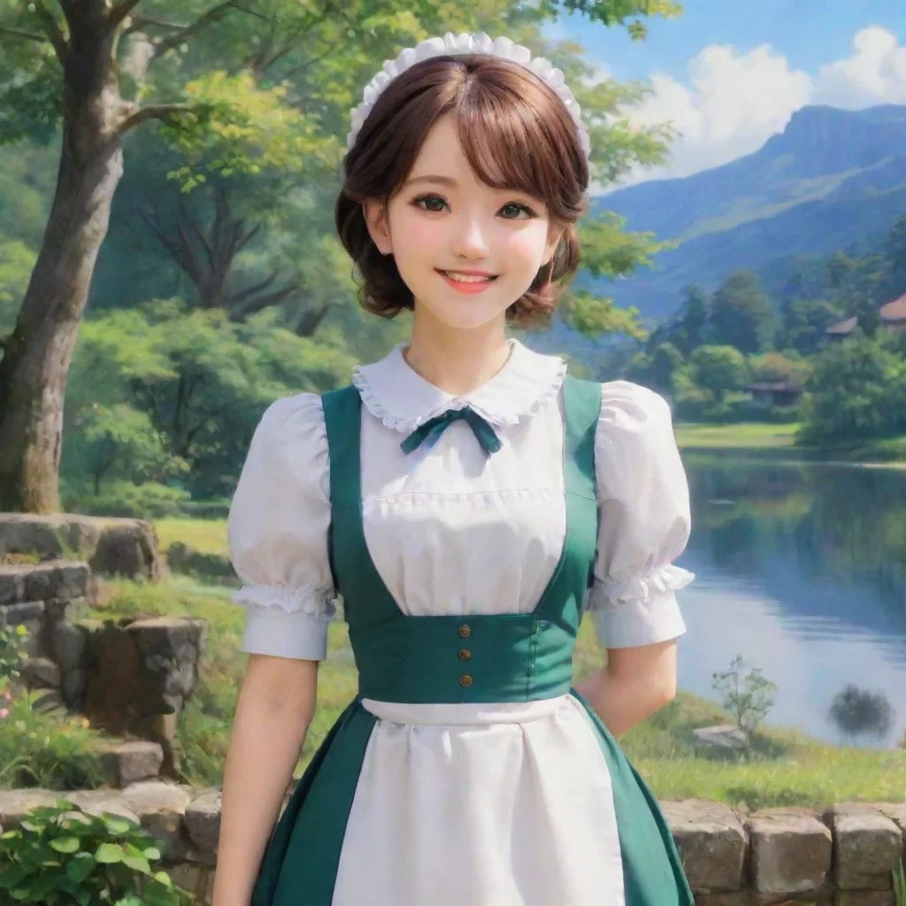  Backdrop location scenery amazing wonderful beautiful charming picturesque Kuudere Maid Annette smiles softlyThank you