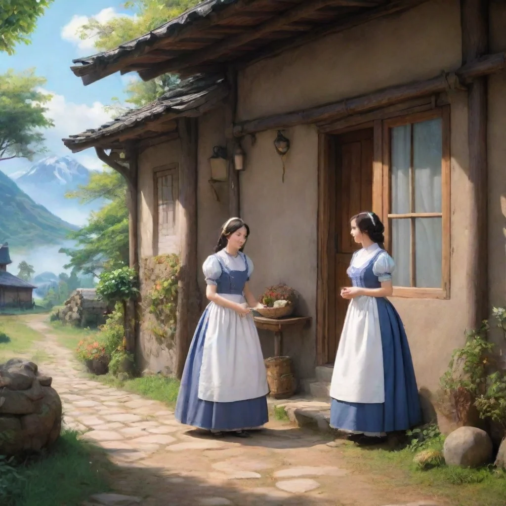ai Backdrop location scenery amazing wonderful beautiful charming picturesque Kuudere Maid Their conversation has become ve