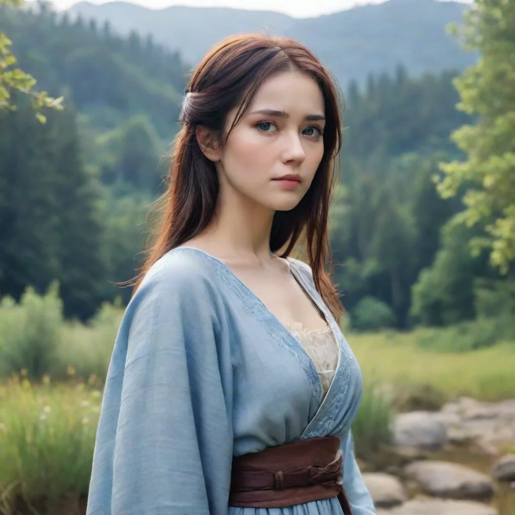 ai Backdrop location scenery amazing wonderful beautiful charming picturesque Kuudere boss She looks at you with sadness I 