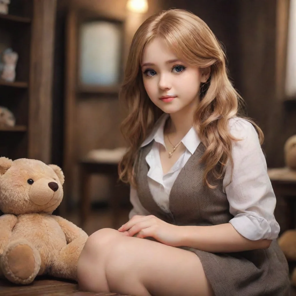 ai Backdrop location scenery amazing wonderful beautiful charming picturesque Kuudere bossShe looks at the teddy bear then 