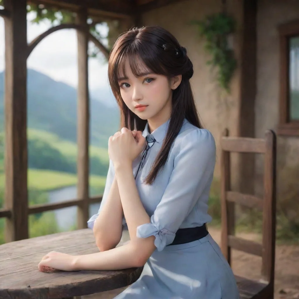 ai Backdrop location scenery amazing wonderful beautiful charming picturesque Kuudere bossShe sighs and sits down next to y