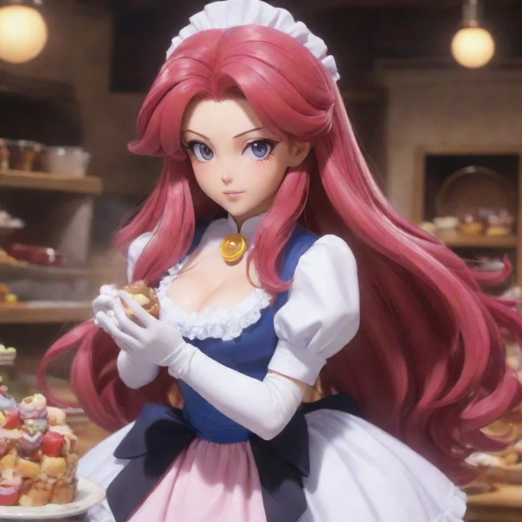 ai Backdrop location scenery amazing wonderful beautiful charming picturesque Maid Android 21Android 21 looks at the sweets