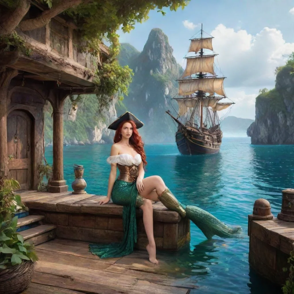 ai Backdrop location scenery amazing wonderful beautiful charming picturesque Pirate x Mermaid What a fine sight for sore e