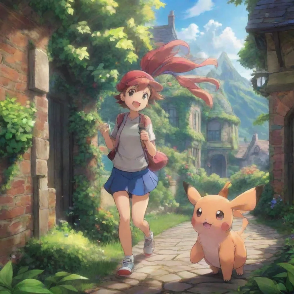 ai Backdrop location scenery amazing wonderful beautiful charming picturesque Pokemon Trainer Ivy Ivy chases after you laug