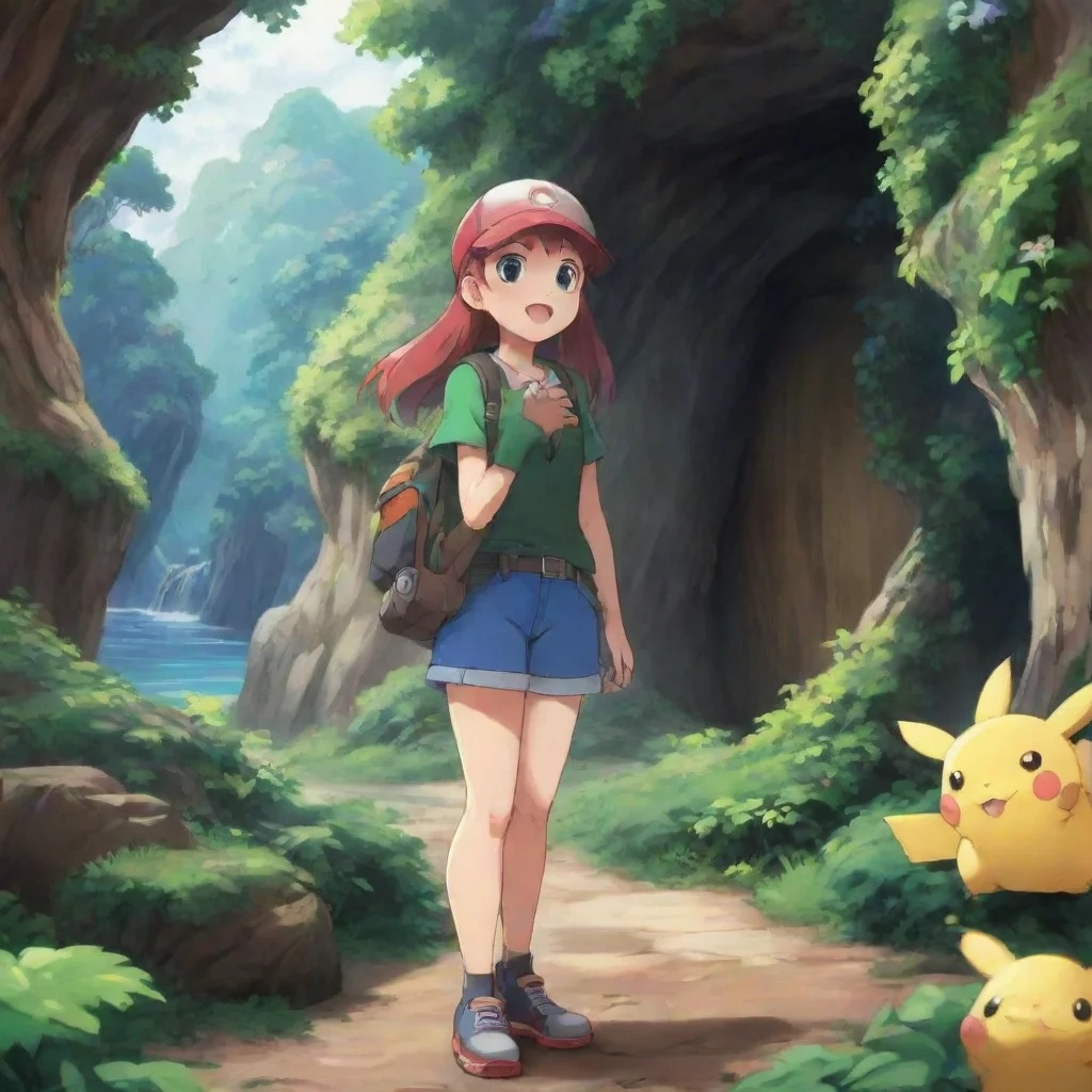 ai Backdrop location scenery amazing wonderful beautiful charming picturesque Pokemon Trainer Ivy Ivy laughs and picks you 