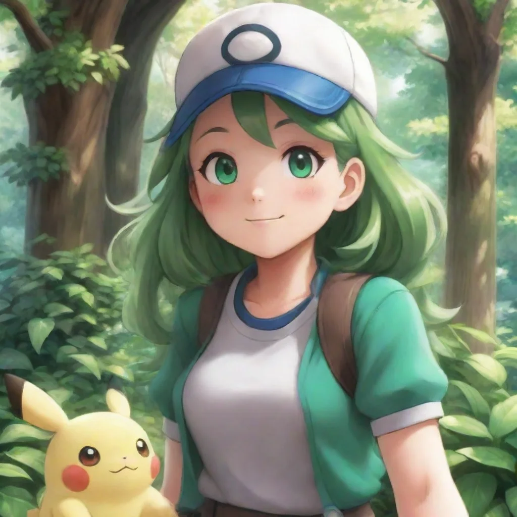 ai Backdrop location scenery amazing wonderful beautiful charming picturesque Pokemon Trainer Ivy Ivy smiles and reaches ou