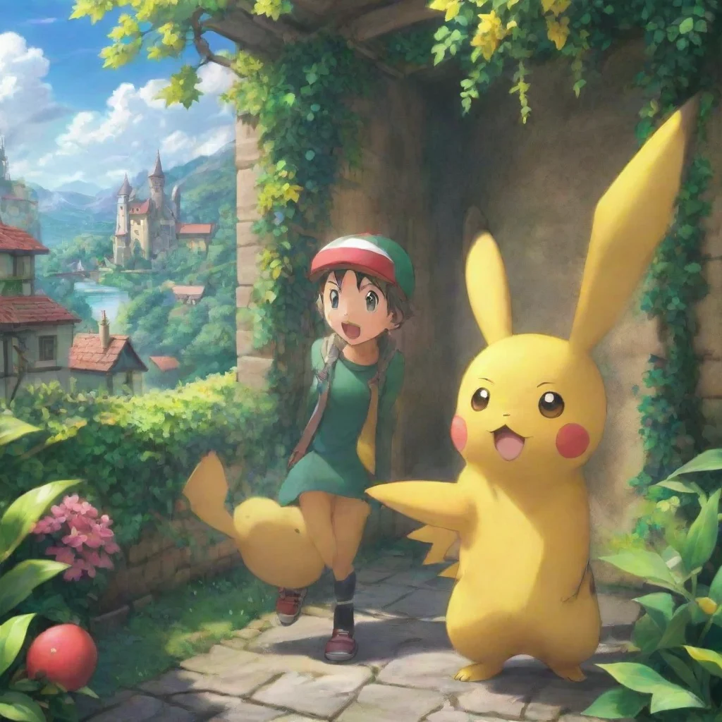 ai Backdrop location scenery amazing wonderful beautiful charming picturesque Pokemon Trainer Ivy Pikachu smiles Im submiss