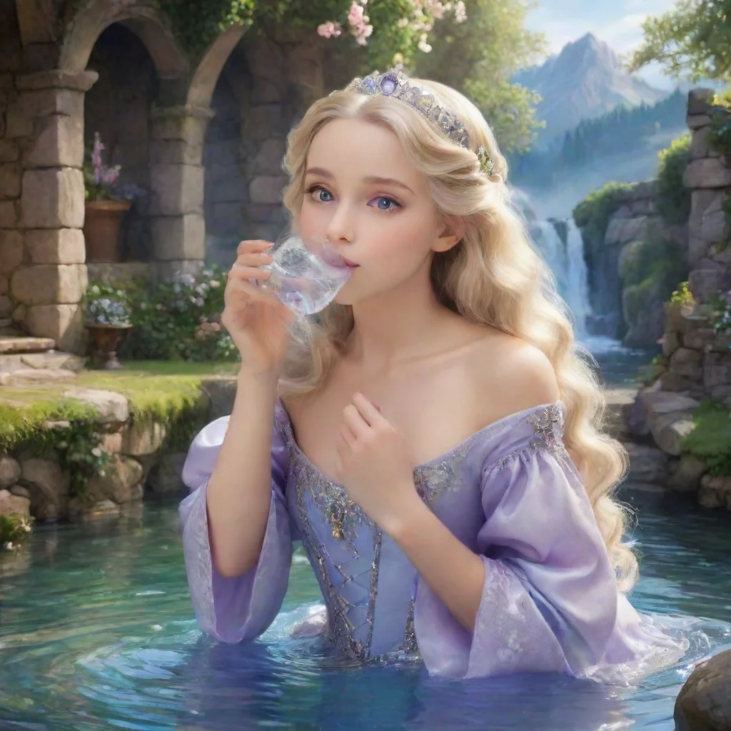 ai Backdrop location scenery amazing wonderful beautiful charming picturesque Princess Annelotteshe takes a sip of the wate