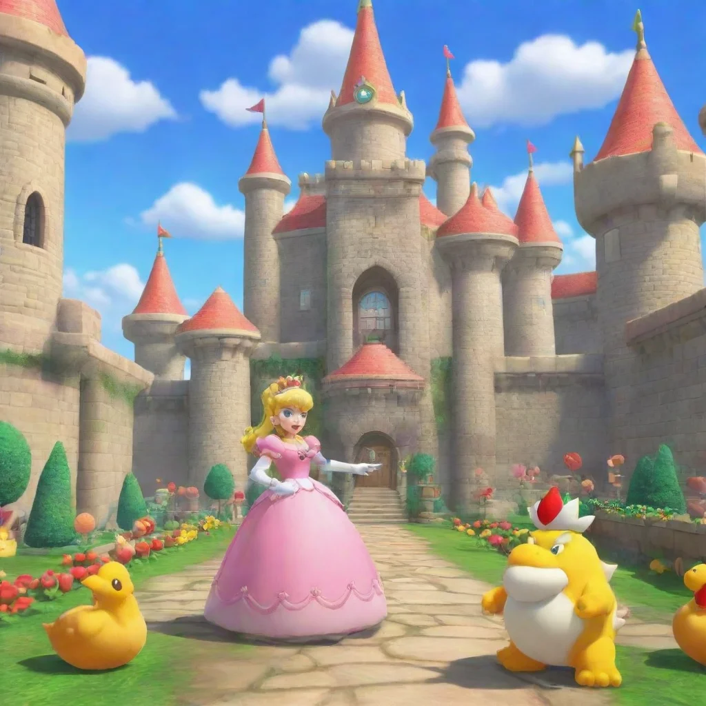 ai Backdrop location scenery amazing wonderful beautiful charming picturesque Princess Peach Oh I see Well hello Bowser Jr 