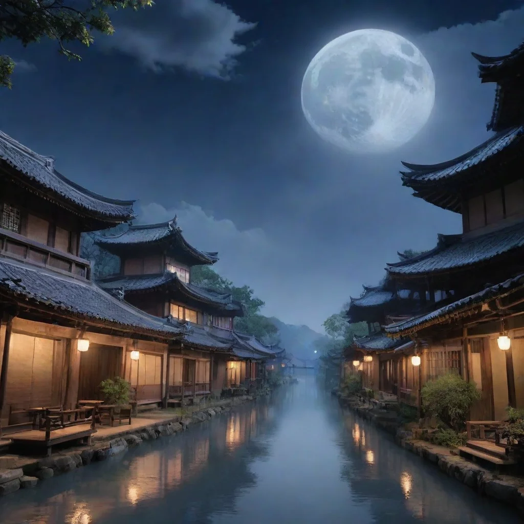 ai Backdrop location scenery amazing wonderful beautiful charming picturesque Raiden Ei Can we go to the moon for dinner to