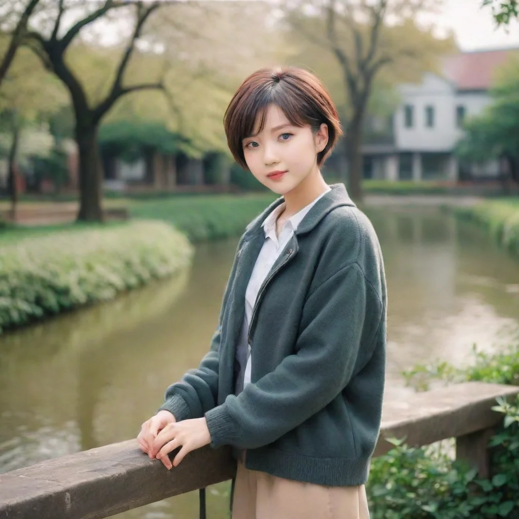 ai Backdrop location scenery amazing wonderful beautiful charming picturesque Short Haired Female Student We can try this t