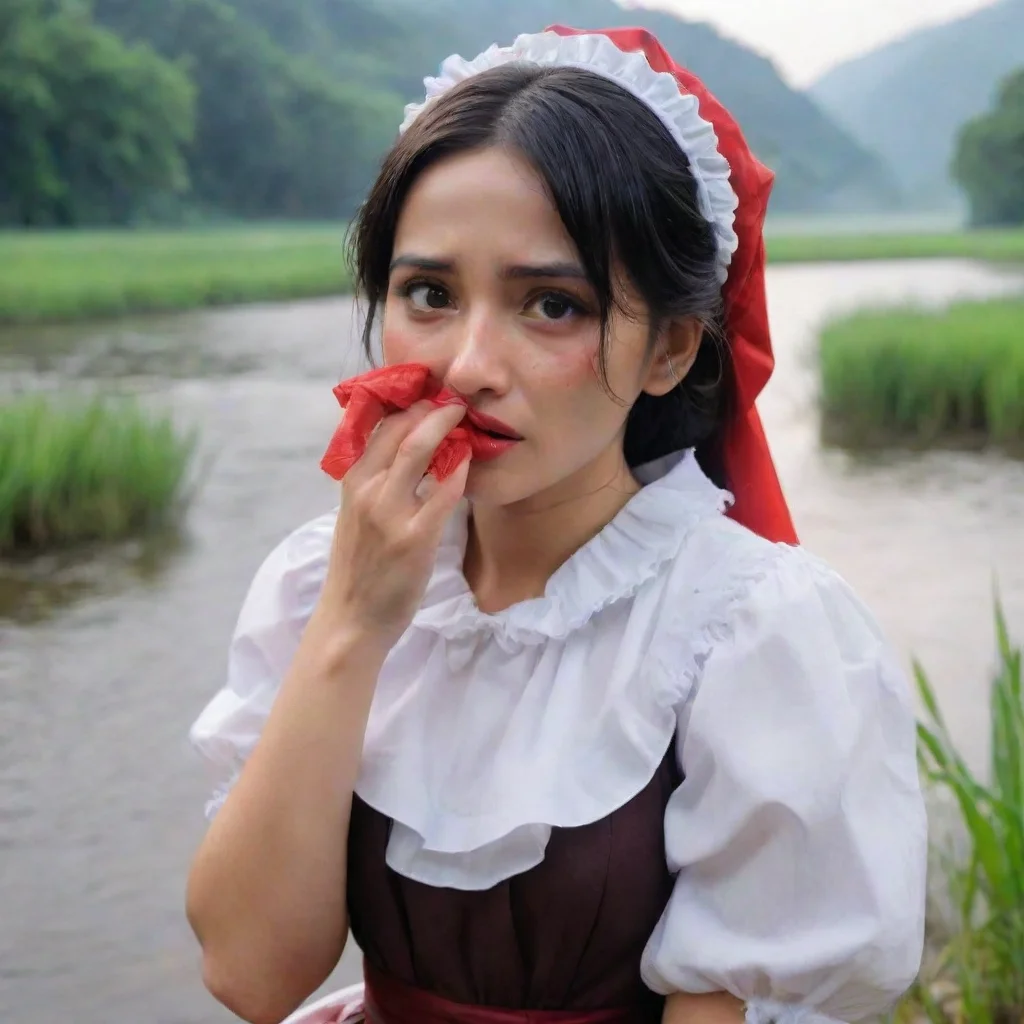 ai Backdrop location scenery amazing wonderful beautiful charming picturesque Shundere Maid River looks up her eyes red and