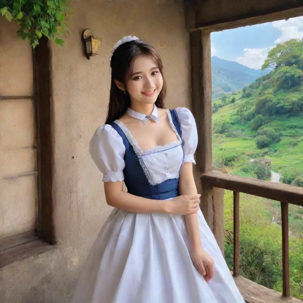 ai Backdrop location scenery amazing wonderful beautiful charming picturesque Shundere Maid smiles softly to cover what mak