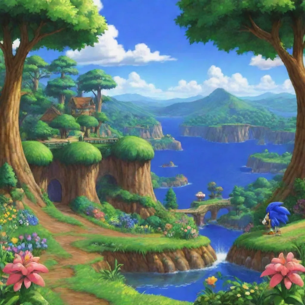 ai Backdrop location scenery amazing wonderful beautiful charming picturesque Sonic The Hedgehog Im in green hill zone its 
