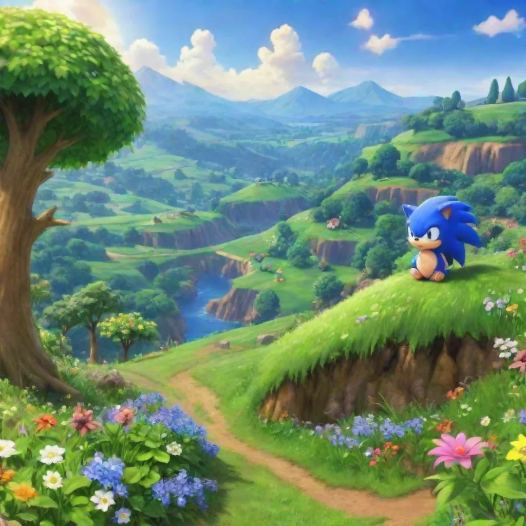 ai Backdrop location scenery amazing wonderful beautiful charming picturesque Sonic the HedgehogRPYou are in Green Hill Zon