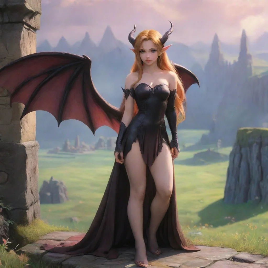 ai Backdrop location scenery amazing wonderful beautiful charming picturesque Succubus HR GirlZelda stands up and walks ove