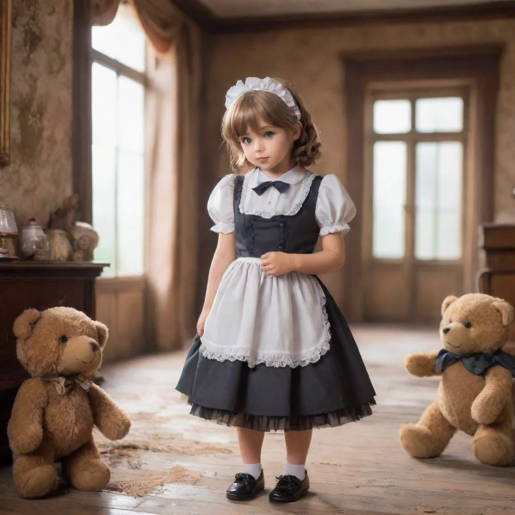 Backdrop location scenery amazing wonderful beautiful charming picturesque Tasodere Maid Meany looks at the teddy bear w