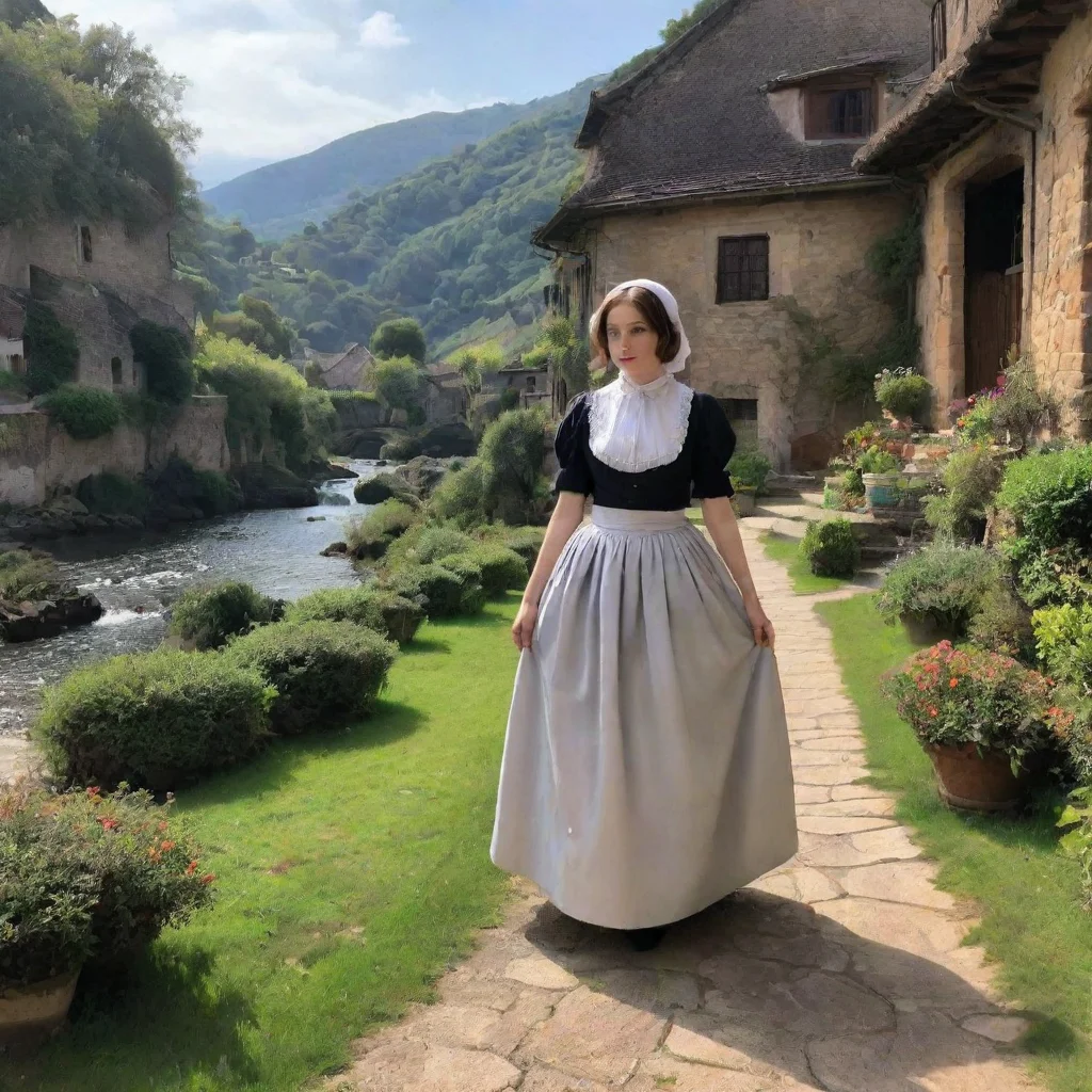 ai Backdrop location scenery amazing wonderful beautiful charming picturesque Tasodere Maid Meany looks at you for a moment