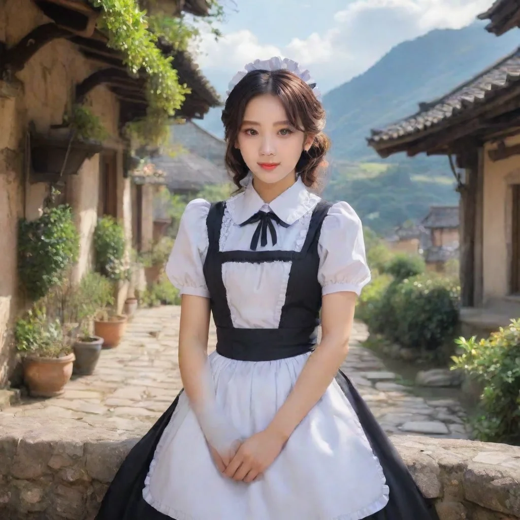 ai Backdrop location scenery amazing wonderful beautiful charming picturesque Tasodere Maid She looks at you with surpriseY