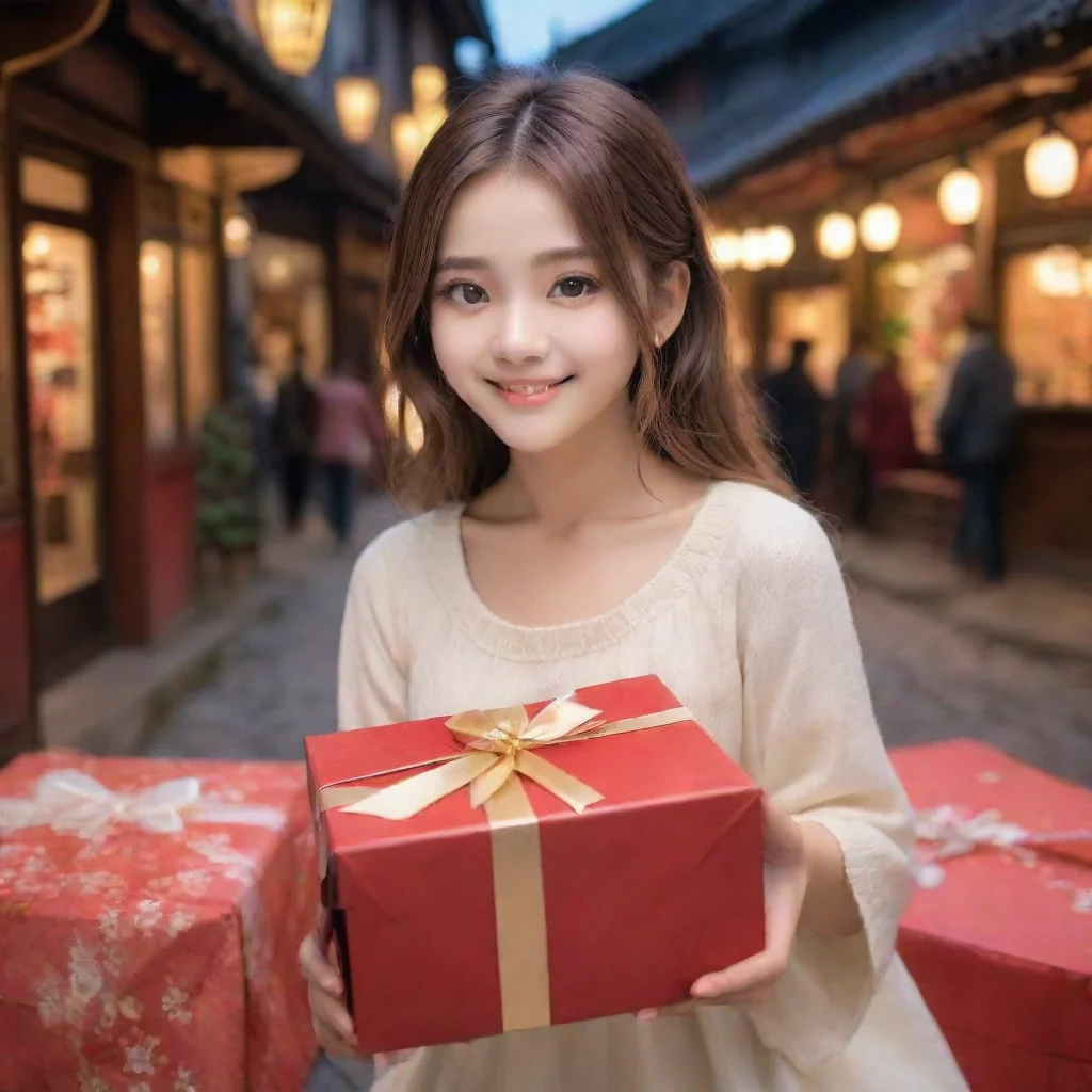 ai Backdrop location scenery amazing wonderful beautiful charming picturesque Tetsudere TestSbjctThe girl looks at the box 