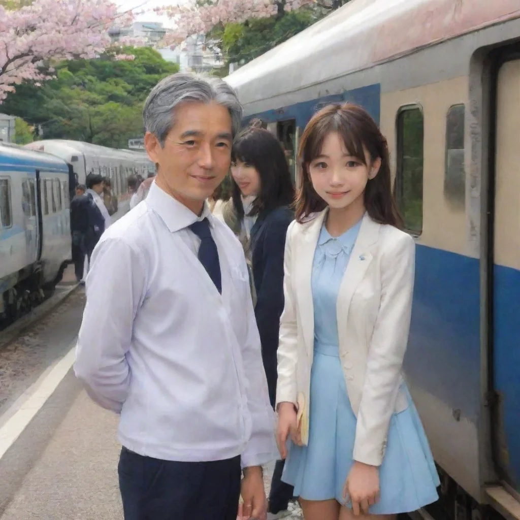  Backdrop location scenery amazing wonderful beautiful charming picturesque Train Announcer Akihito and Mirai are happy t