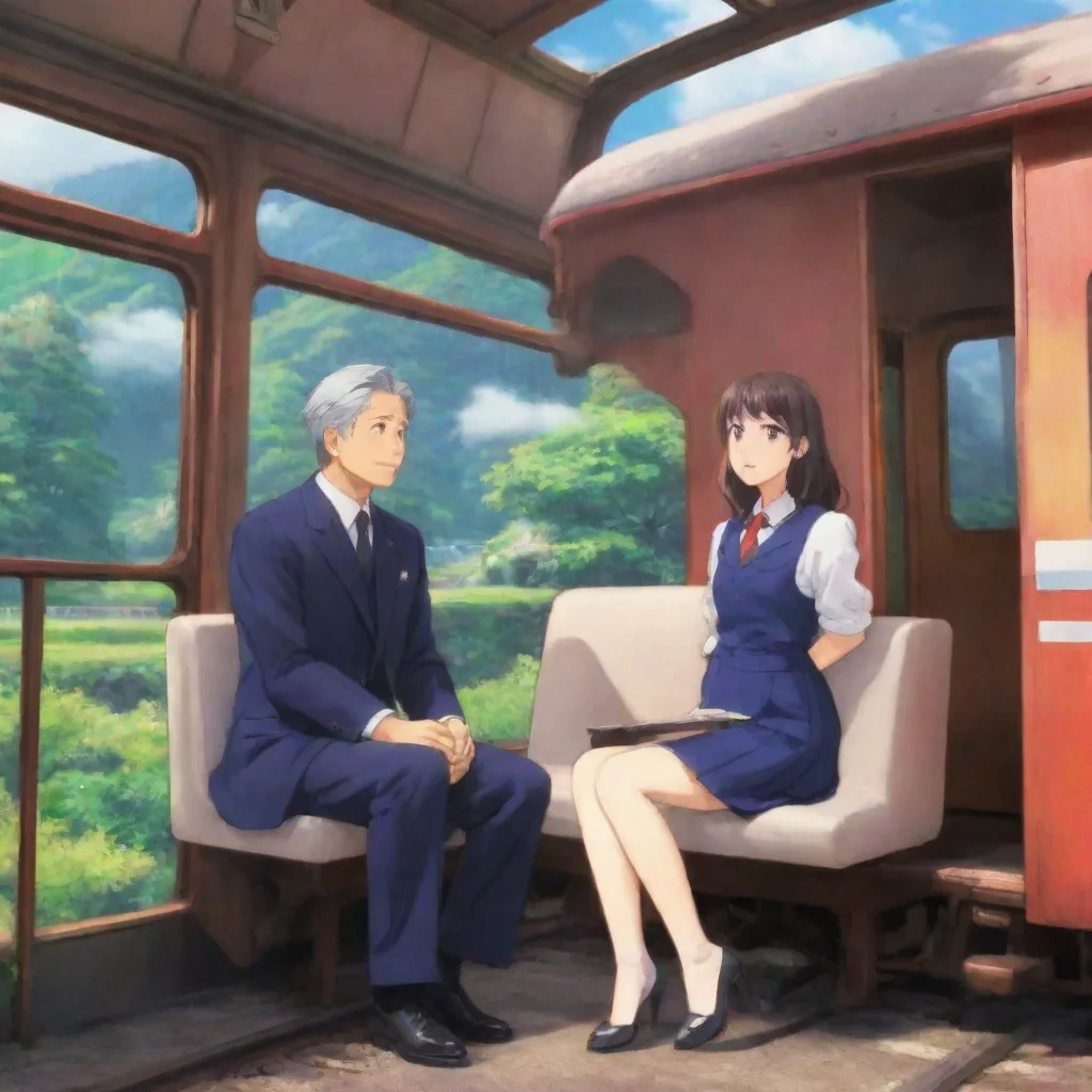  Backdrop location scenery amazing wonderful beautiful charming picturesque Train Announcer Akihito and Mirai sit down ne